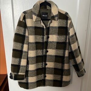 Madewell Green and Cream Plaid Jacket